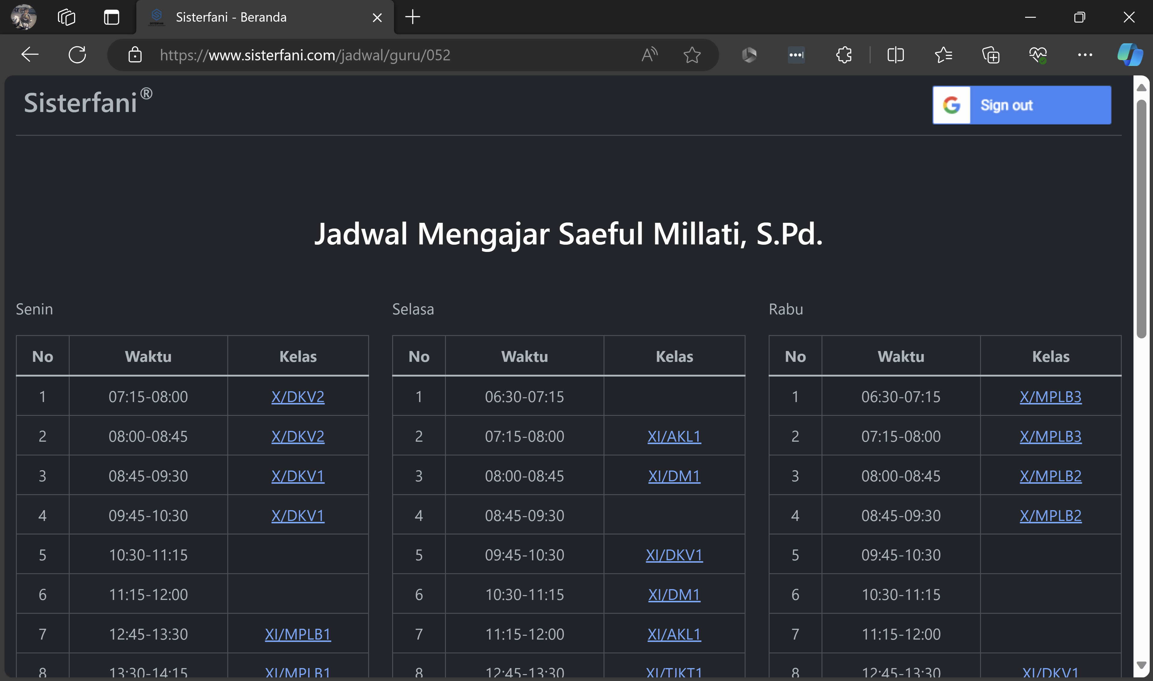 Jadwal Pelajaran